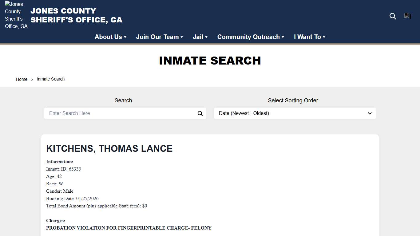 Inmate Search Jones County Sheriff’s Office, GA